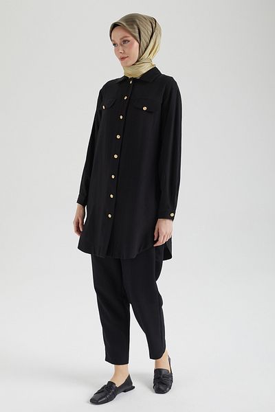 Armine Trend Buttoned Back Detailed New Style Strawberry Fabric Modern Tunic