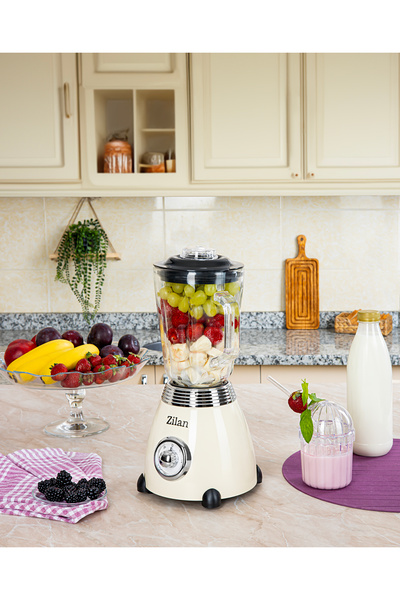 Zilan Zln1207 |   Retro Stand Blender |   1.5L Glass Bowl |   500W Blender |   2 Speed ​​Adjustment |   Beige