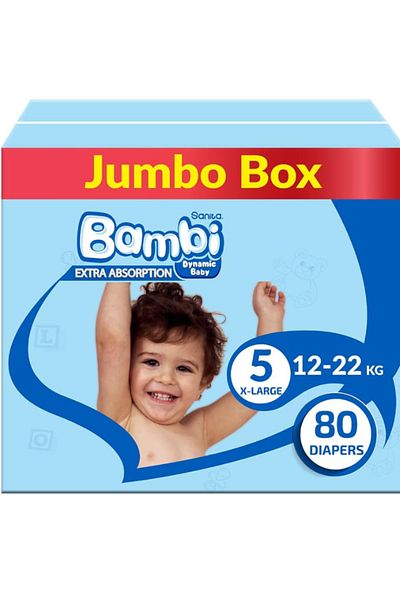 Sanita Bambi Sanita Bambi Diapers Mega Pack - Size 5 - Extra Large, 12-22 kg, 80 Diapers