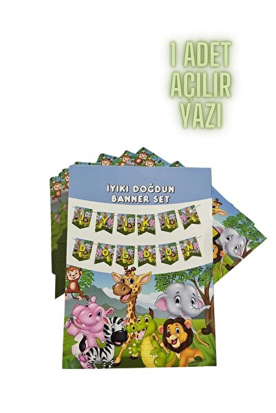 partyrüyası Πανό με θέμα το σαφάρι Χρόνια πολλά Πανό με χαριτωμένα ζώα 2 ΜΕΤΡΑ