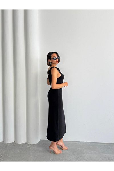 fhk atelier Women's Sandy Open Waist Slit Long Dress