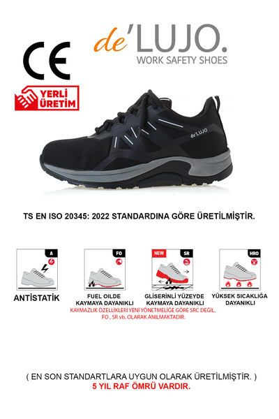 De'Lujo de LUJO. CANYON S1 İŞ AYAKKABISI FIBERGLASS BURUN SİYAH TEKSTİL