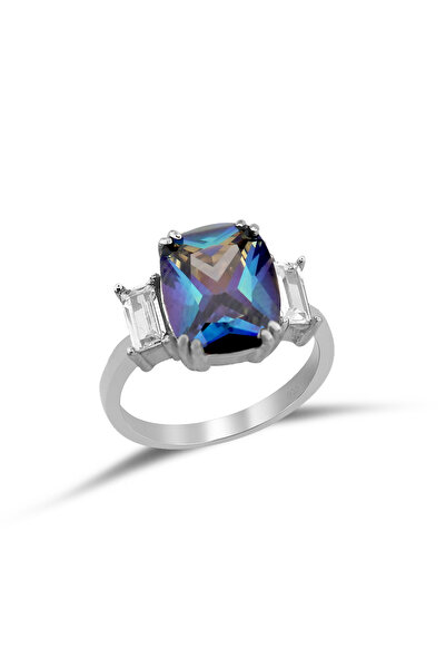 Silveranka 925 Ayar Gümüş Ilyra Blue Topaz Taşlı Yüzük