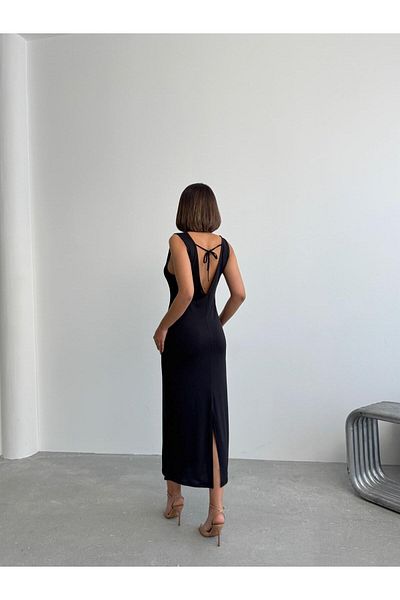 fhk atelier Women's Sandy Open Waist Slit Long Dress