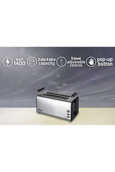 Zilan Zln2720 |   Toaster |   4 Slices |   Reheating |   Defrosting |   1400 Watts