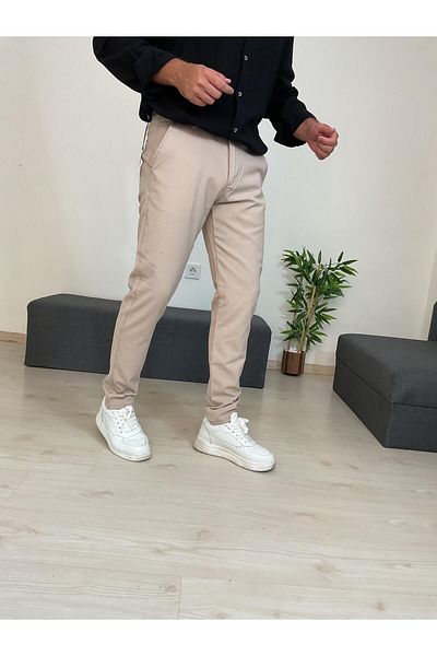 Z1MAN Summer Chino Canvas Textured Pants Slim Fit Slim Fit Pockets Narrow Leg