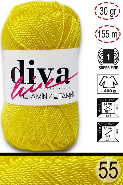 Diva İplik Diva Etamin Work Orlon 55 Canary Yellow
