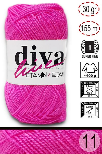 Diva İplik Diva Line Diva Etamin Business Orlon 11 Μεξικάνικο ροζ