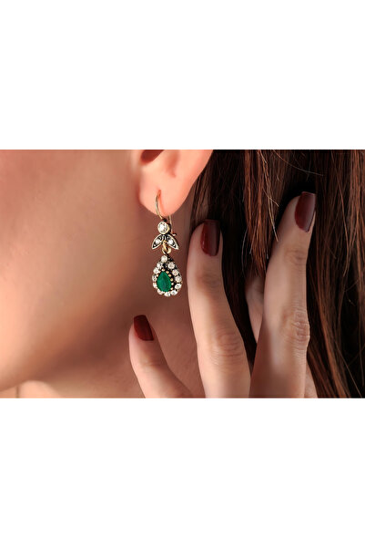 Atelier LEO Handmade Jewellery MİNİ SU DAMLASI KÖK YEŞİL BAKIR EL YAPIMI KRİS...