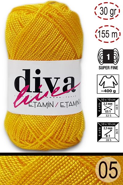 Diva İplik Etamin İş Orlon 05 Yellow