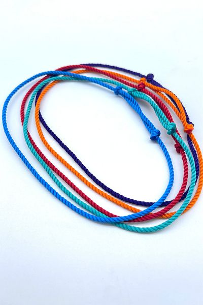 Concept HuBuTU 5 Pieces Purple Blue Green Orange Red Twisted Rope Simple and Stylish Anklet Set