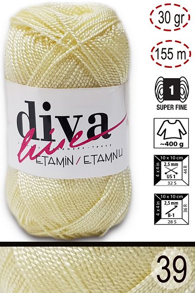 Diva İplik Diva Etamin Business Orlon 39 Πλατίνα Κίτρινο