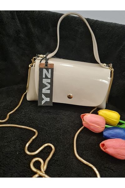 YMZBAG Mini Beige Patent Leather Handbag