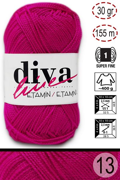 Diva İplik Diva Etamin Business Orlon 13 Σκούρο Φούξια