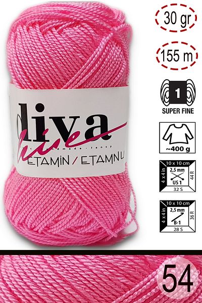 Diva İplik Diva Line Diva Etamin Business Orlon 54 Νέον Ροζ