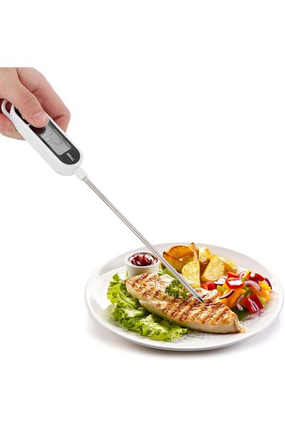Biki Digital Meat Thermometer With Instant Read, Lcd Screen, Long Ultra-thin Probe, Auto On/off