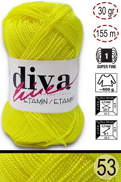 Diva İplik Diva Etamin Business Orlon 53 Κίτρινο Νέον