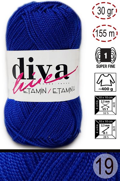 Diva İplik Etamin Business Orlon 19 Saks Μπλε