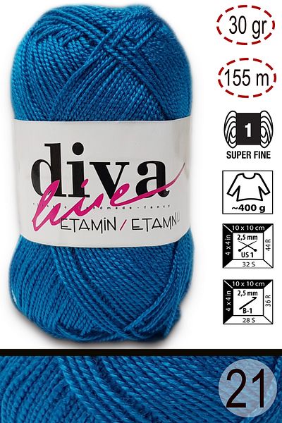 Diva İplik Diva Etamin είναι Orlon 21 Ocean