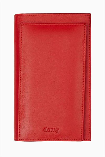 DAMY Genuine Leather Notebook and Phone Note Holder 710 - Red