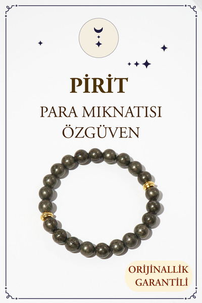 Orenda Design سوار من حجر البيريت الطبيعي (القوة والطاقة) حجر طبيعي عالي الجودة