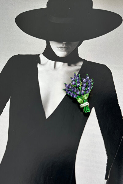 Modex Kristal Mekik Taşlı Mor Lavanta Broş (4cm)