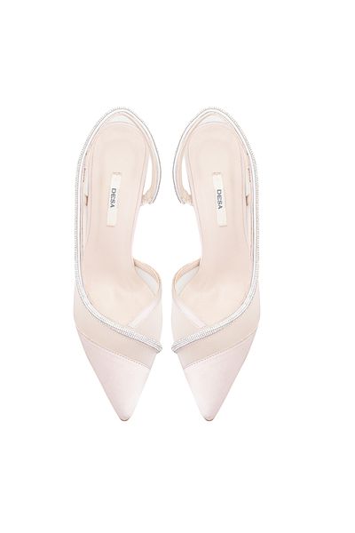 Desa Women's Beige Stone Satin Evening Dress Shoes