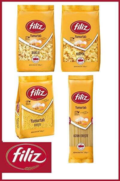 FİLİZ Filiz Yumurtalı Makarna Seti 350 gr X 4 Adet (ERİŞTE, BUKLE, KIRPIK, UZUN ERİŞTE)