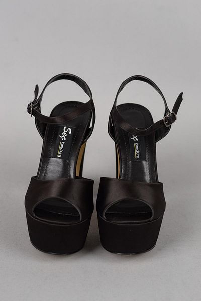 SEÇ KUNDURA Pantofi de seară negri cu toc cu platformă - Seç 361 (12,5 cm)