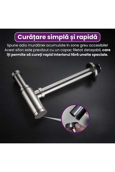 BiXXBi Premium Stainless Steel Sink Trap, Anti-odor, Removable Cover, Adjustable Height, Compatible