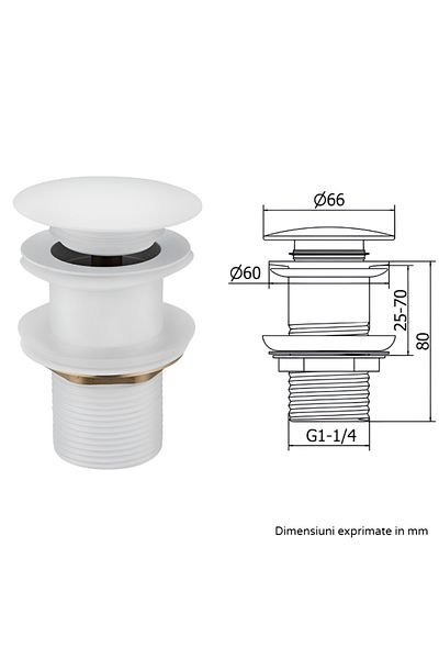 BiXXBi Premium White Basin Faucet, Pop-Up, For Basin Without Overflow, Stainless Steel and Brass