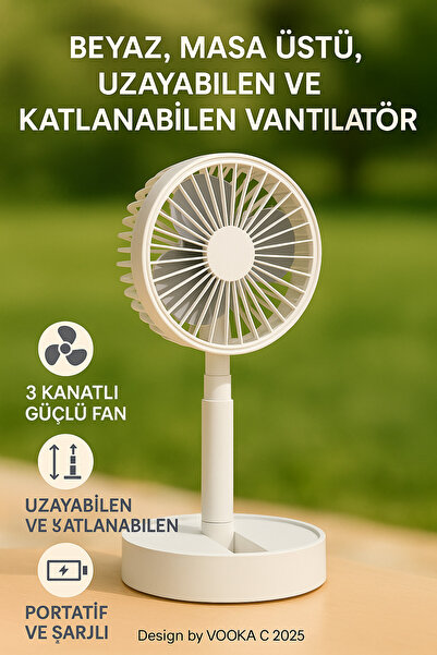 VOOKA Vantilatör Fan Katlanabilir Sessiz Masaüstü Vantilatör | Güçlü Motorlu ...
