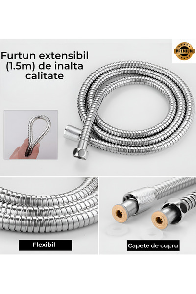 BiXXBi BiXXBi Bathtub or Shower Faucet Set, Faucet, Hose, Support, Ceramic Cartridge, Neopearl Aerator, Single Lever