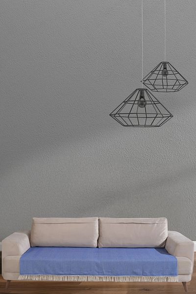 Miracolo Home Husă de fotoliu din bumbac cu dungi albastre 115x200 - cu model cu franjuri în față