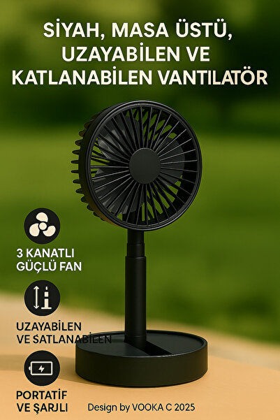 VOOKA Vantilatör Fan Katlanabilir Sessiz Masaüstü Vantilatör | Güçlü Motorlu ...