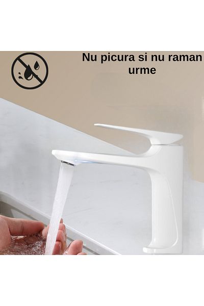 BiXXBi Baterie Bath X, Cupru, Aerator Newport, Cartuș Ceramic, Premium, Design Modern, Alb