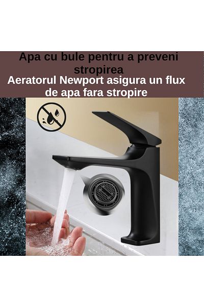 BiXXBi Baterie Bath X, Cupru, Aerator Newport, Cartuș Ceramic, Premium, Design Modern, Negru