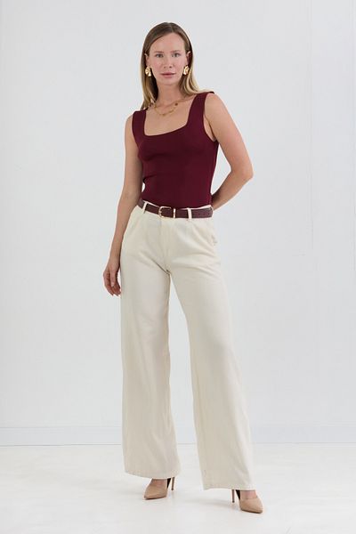 Fulla Moda Βασική μπλούζα με τετράγωνο λαιμό