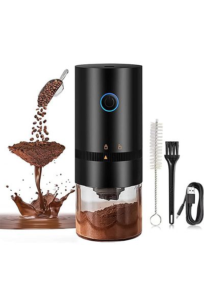 Primo Plus Portable Electric Coffee Grinder Rechargeable Black USB C