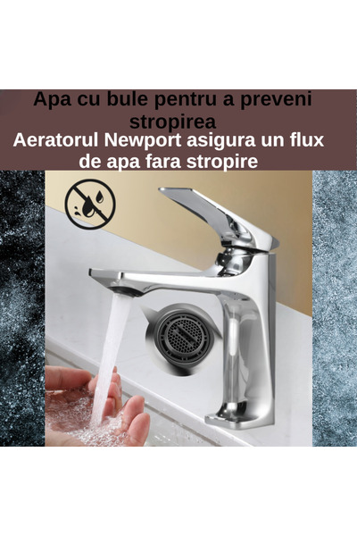 BiXXBi Baterie lavoar Bath X, aerator Newport, cartuș ceramic, premium, design modern, argintiu lucios