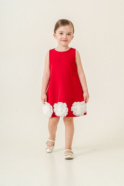 Eray Kids Girls' Summer Dress Evening Dress Rose Detailed Sleeveless Elegant 5-8 Years