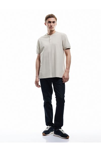 Koton Short Sleeve Pique Fabric Regular Fit Cotton Buttoned Judge Collar T-Shirt