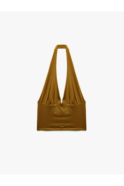 Koton Slim Fit Backless Crop Halter Neck Bustier