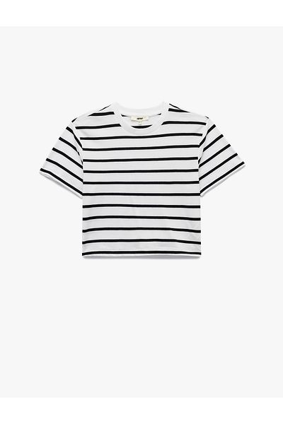 Koton Tricou cu mânecă scurtă din bumbac cu decolteu triplu