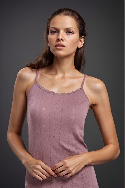 Lienna Women's 100% Cotton Jacquard Soft Fabric Plum String Strap 2-Piece Tank Top Li̇3K13Lk4E