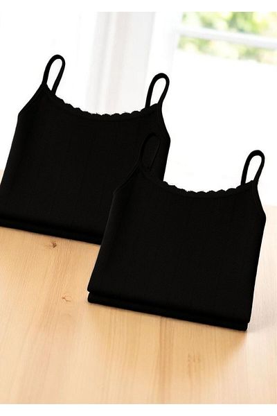 QKK Women's 100% Cotton Jacquard Soft Fabric Black Strap 2-Piece Athlete Qi̇3K13Lk4E