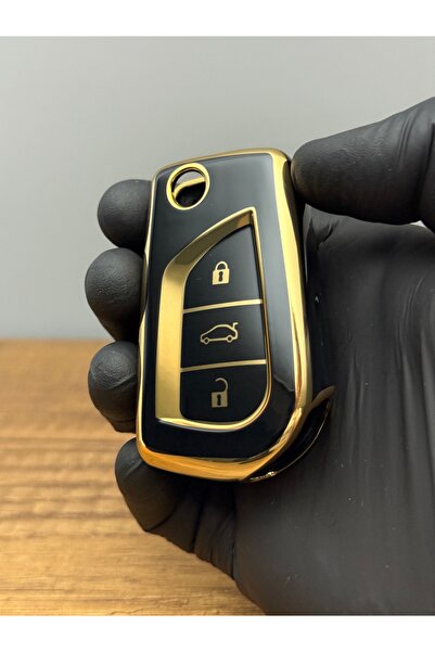 Mavi Keys Husă Nano pentru telecomandă cu cheie din silicon cu 3 butoane compatibilă cu Toyota Corolla Auris Yaris Verso, neagră