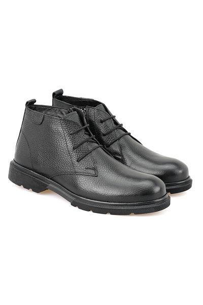Desa Ανδρικές δερμάτινες μπότες Nicolo Black με φερμουάρ