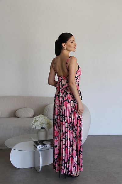 Julidress Φόρεμα με πλισέ λουλούδια με στράπλες λαιμόκοψη Premium σατέν