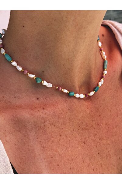 CAPO by Aytaç Yamaç Mercan Rodonit İnci Kadın Kolye Arpa İnci Kolye